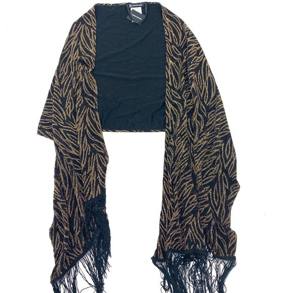 INC International Concepts Accessories - 4/$25 INC Black Gold Leaf Evening Shrug Wrap NEW